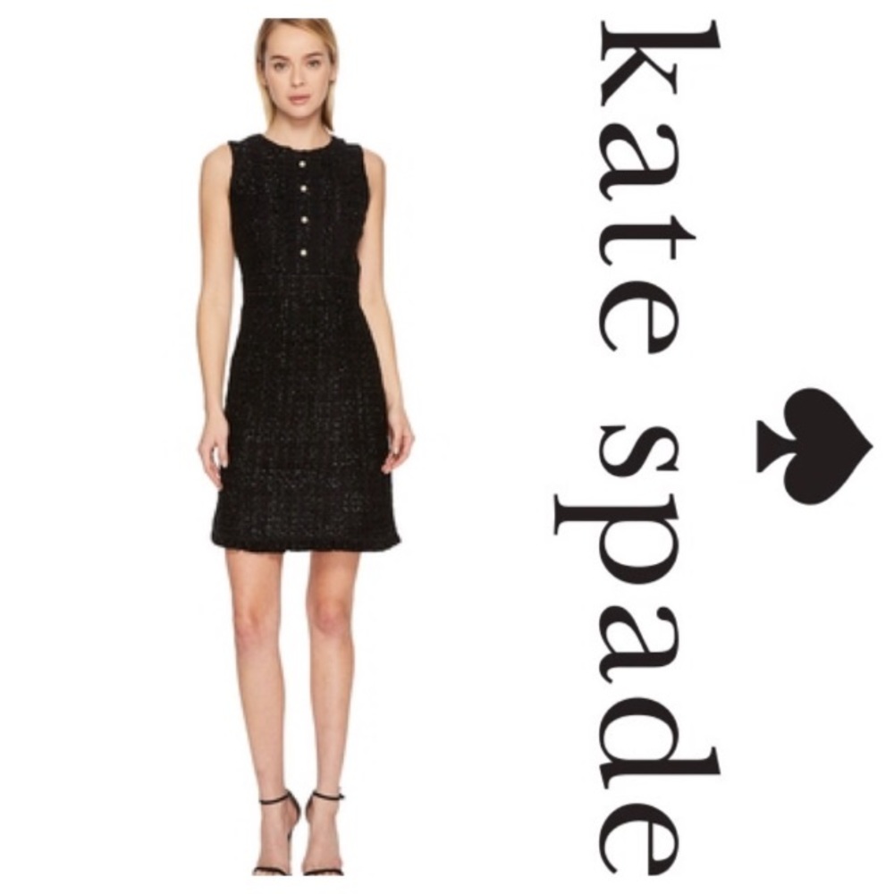 Kate Spade Black Sparkle Tweed Dress - 8 - New